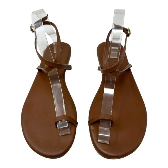 TKEES Brown Leather Strappy Flat Sandals Women’s Size 10 - Picture 6 of 9